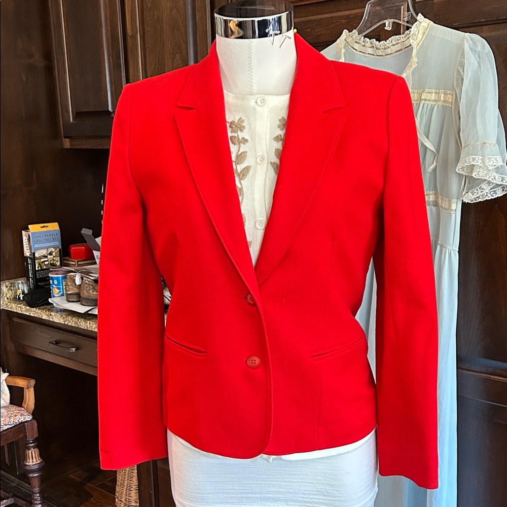 Pendleton Sz 4 Red 100% Wool Blazer